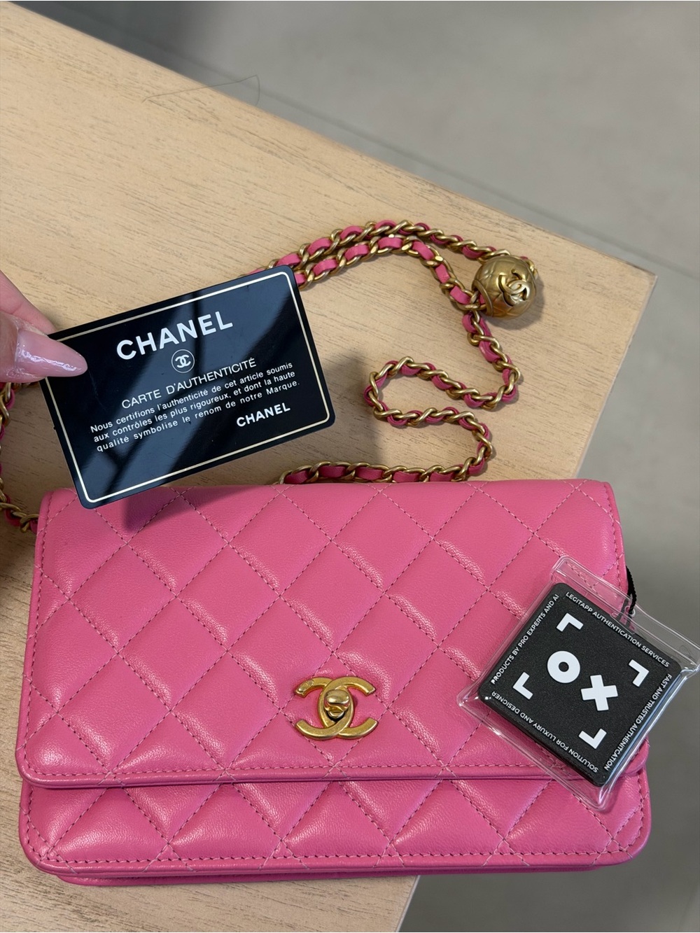 CHANEL Pearl Crush Wallet on Chain Lambskin